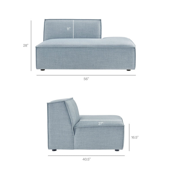 Modway Furniture Restore Modular Loveseat with Performance Upholstery French Piping and Pocket Coil Seating Sky EEI-7425-SKY