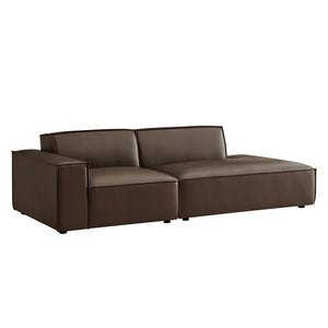 Modway Furniture Restore Modular Vegan Leather Loveseat with Piped Cushions for Modern Living Spaces Espresso EEI-7426-ESP