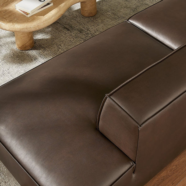 Modway Furniture Restore Modular Vegan Leather Loveseat with Piped Cushions for Modern Living Spaces Espresso EEI-7426-ESP
