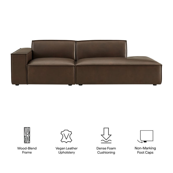 Modway Furniture Restore Modular Vegan Leather Loveseat with Piped Cushions for Modern Living Spaces Espresso EEI-7426-ESP