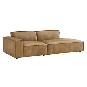 Modway Furniture Restore Modular Vegan Leather Loveseat with Piped Cushions for Modern Living Spaces Toast EEI-7426-TST