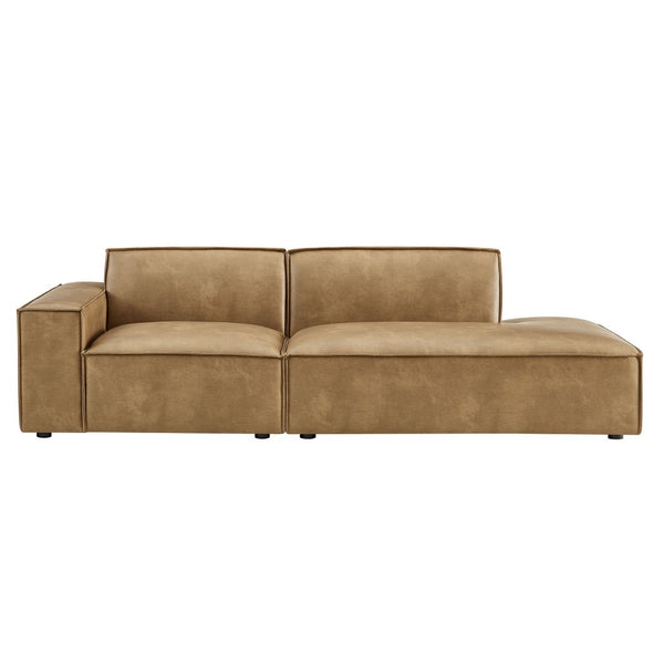 Modway Furniture Restore Modular Vegan Leather Loveseat with Piped Cushions for Modern Living Spaces Toast EEI-7426-TST