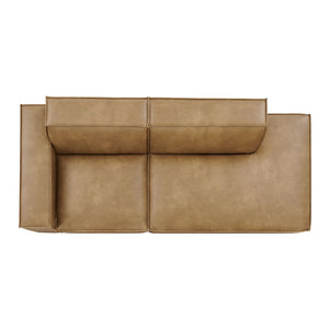 Modway Furniture Restore Modular Vegan Leather Loveseat with Piped Cushions for Modern Living Spaces Toast EEI-7426-TST
