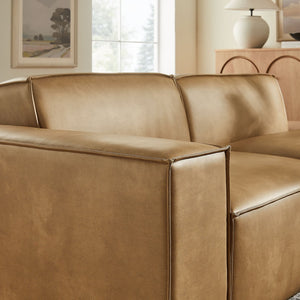 Modway Furniture Restore Modular Vegan Leather Loveseat with Piped Cushions for Modern Living Spaces Toast EEI-7426-TST
