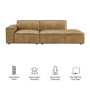 Modway Furniture Restore Modular Vegan Leather Loveseat with Piped Cushions for Modern Living Spaces Toast EEI-7426-TST