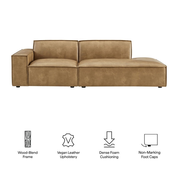 Modway Furniture Restore Modular Vegan Leather Loveseat with Piped Cushions for Modern Living Spaces Toast EEI-7426-TST