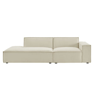 Modway Furniture Restore Modular Loveseat with Chaise Piped Cushions and Stain Resistant Fabric Seating Ecru EEI-7427-ECR