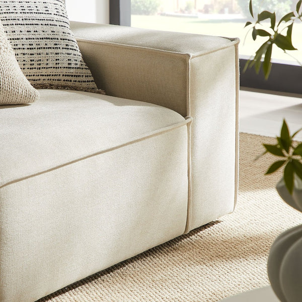 Modway Furniture Restore Modular Loveseat with Chaise Piped Cushions and Stain Resistant Fabric Seating Ecru EEI-7427-ECR