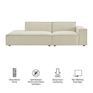 Modway Furniture Restore Modular Loveseat with Chaise Piped Cushions and Stain Resistant Fabric Seating Ecru EEI-7427-ECR