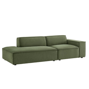 Modway Furniture Restore Modular Loveseat with Chaise Piped Cushions and Stain Resistant Fabric Seating Foliage EEI-7427-FOL