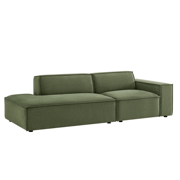 Modway Furniture Restore Modular Loveseat with Chaise Piped Cushions and Stain Resistant Fabric Seating Foliage EEI-7427-FOL