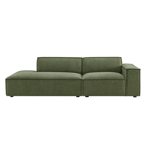 Modway Furniture Restore Modular Loveseat with Chaise Piped Cushions and Stain Resistant Fabric Seating Foliage EEI-7427-FOL