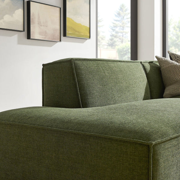 Modway Furniture Restore Modular Loveseat with Chaise Piped Cushions and Stain Resistant Fabric Seating Foliage EEI-7427-FOL
