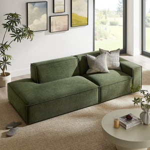 Modway Furniture Restore Modular Loveseat with Chaise Piped Cushions and Stain Resistant Fabric Seating Foliage EEI-7427-FOL