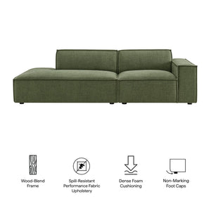 Modway Furniture Restore Modular Loveseat with Chaise Piped Cushions and Stain Resistant Fabric Seating Foliage EEI-7427-FOL