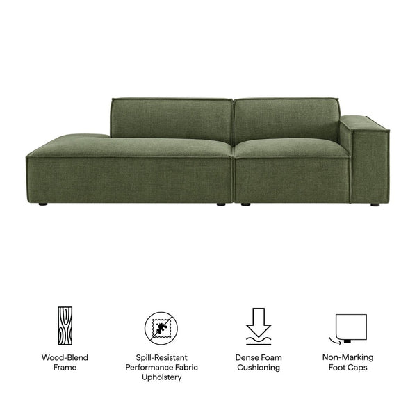 Modway Furniture Restore Modular Loveseat with Chaise Piped Cushions and Stain Resistant Fabric Seating Foliage EEI-7427-FOL