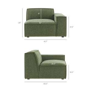 Modway Furniture Restore Modular Loveseat with Chaise Piped Cushions and Stain Resistant Fabric Seating Foliage EEI-7427-FOL