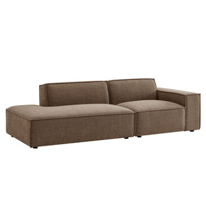 Modway Furniture Restore Modular Loveseat with Chaise Piped Cushions and Stain Resistant Fabric Seating Mocha EEI-7427-MOC