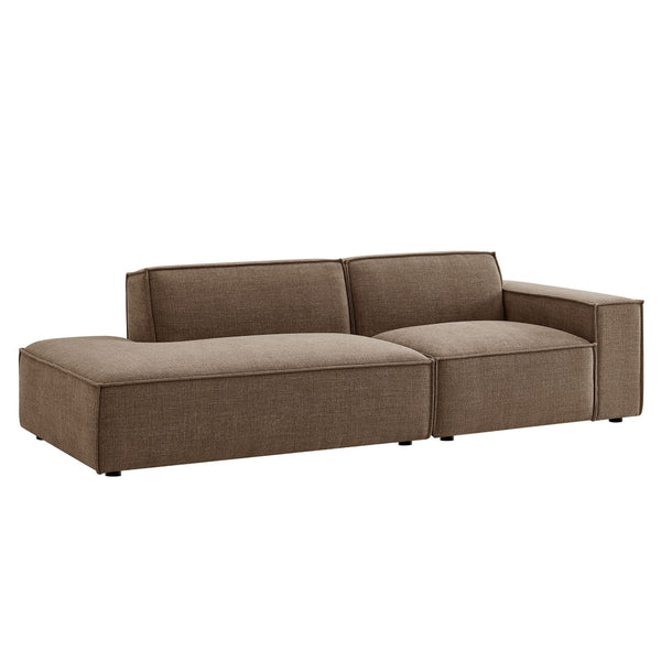 Modway Furniture Restore Modular Loveseat with Chaise Piped Cushions and Stain Resistant Fabric Seating Mocha EEI-7427-MOC