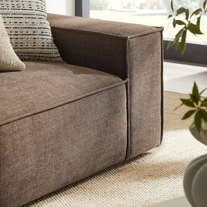 Modway Furniture Restore Modular Loveseat with Chaise Piped Cushions and Stain Resistant Fabric Seating Mocha EEI-7427-MOC
