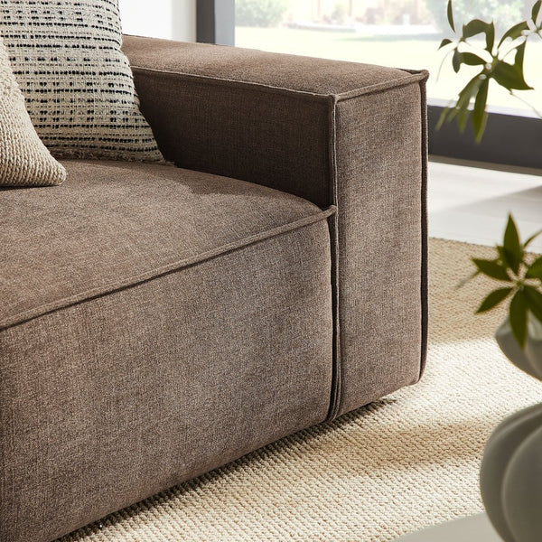 Modway Furniture Restore Modular Loveseat with Chaise Piped Cushions and Stain Resistant Fabric Seating Mocha EEI-7427-MOC