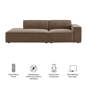 Modway Furniture Restore Modular Loveseat with Chaise Piped Cushions and Stain Resistant Fabric Seating Mocha EEI-7427-MOC