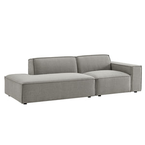 Modway Furniture Restore Modular Loveseat with Chaise Piped Cushions and Stain Resistant Fabric Seating Pewter EEI-7427-PEW