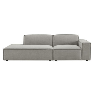 Modway Furniture Restore Modular Loveseat with Chaise Piped Cushions and Stain Resistant Fabric Seating Pewter EEI-7427-PEW
