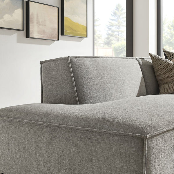 Modway Furniture Restore Modular Loveseat with Chaise Piped Cushions and Stain Resistant Fabric Seating Pewter EEI-7427-PEW
