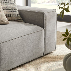 Modway Furniture Restore Modular Loveseat with Chaise Piped Cushions and Stain Resistant Fabric Seating Pewter EEI-7427-PEW