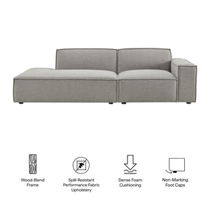 Modway Furniture Restore Modular Loveseat with Chaise Piped Cushions and Stain Resistant Fabric Seating Pewter EEI-7427-PEW