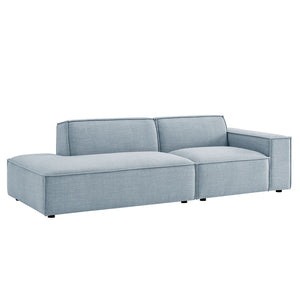 Modway Furniture Restore Modular Loveseat with Chaise Piped Cushions and Stain Resistant Fabric Seating Sky EEI-7427-SKY