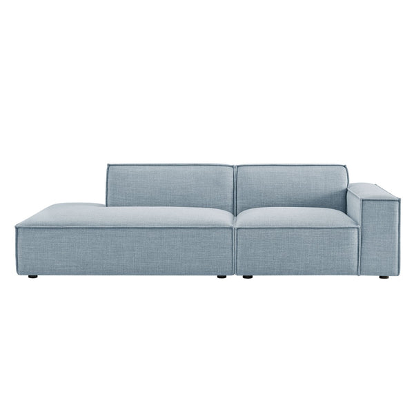 Modway Furniture Restore Modular Loveseat with Chaise Piped Cushions and Stain Resistant Fabric Seating Sky EEI-7427-SKY