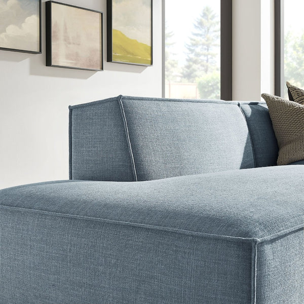 Modway Furniture Restore Modular Loveseat with Chaise Piped Cushions and Stain Resistant Fabric Seating Sky EEI-7427-SKY