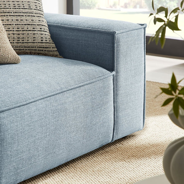Modway Furniture Restore Modular Loveseat with Chaise Piped Cushions and Stain Resistant Fabric Seating Sky EEI-7427-SKY