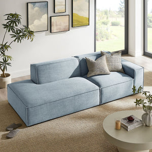 Modway Furniture Restore Modular Loveseat with Chaise Piped Cushions and Stain Resistant Fabric Seating Sky EEI-7427-SKY