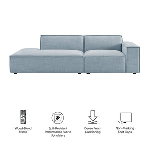 Modway Furniture Restore Modular Loveseat with Chaise Piped Cushions and Stain Resistant Fabric Seating Sky EEI-7427-SKY
