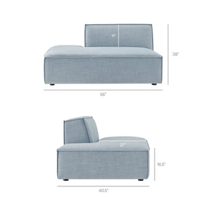 Modway Furniture Restore Modular Loveseat with Chaise Piped Cushions and Stain Resistant Fabric Seating Sky EEI-7427-SKY
