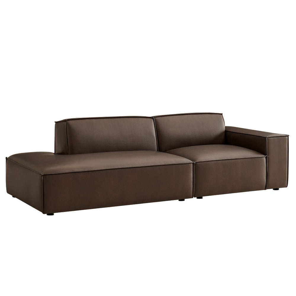 Modway Furniture Restore Modway 2 Piece Vegan Leather Modular Loveseat with French Piping for Living Rooms Espresso EEI-7428-ESP