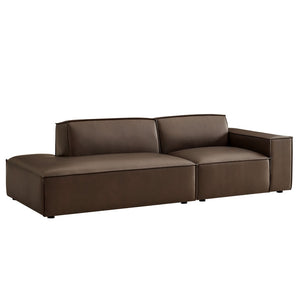 Modway Furniture Restore Modway 2 Piece Vegan Leather Modular Loveseat with French Piping for Living Rooms Espresso EEI-7428-ESP