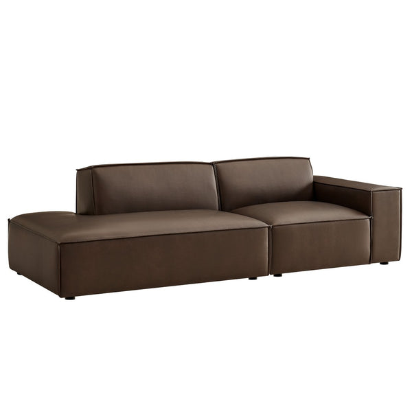 Modway Furniture Restore Modway 2 Piece Vegan Leather Modular Loveseat with French Piping for Living Rooms Espresso EEI-7428-ESP