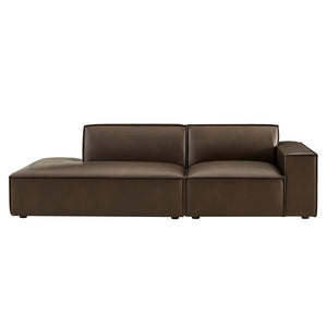 Modway Furniture Restore Modway 2 Piece Vegan Leather Modular Loveseat with French Piping for Living Rooms Espresso EEI-7428-ESP