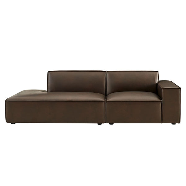 Modway Furniture Restore Modway 2 Piece Vegan Leather Modular Loveseat with French Piping for Living Rooms Espresso EEI-7428-ESP