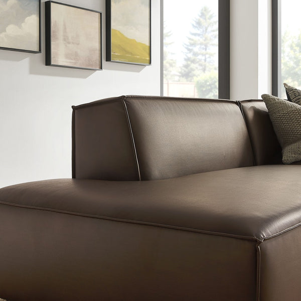 Modway Furniture Restore Modway 2 Piece Vegan Leather Modular Loveseat with French Piping for Living Rooms Espresso EEI-7428-ESP