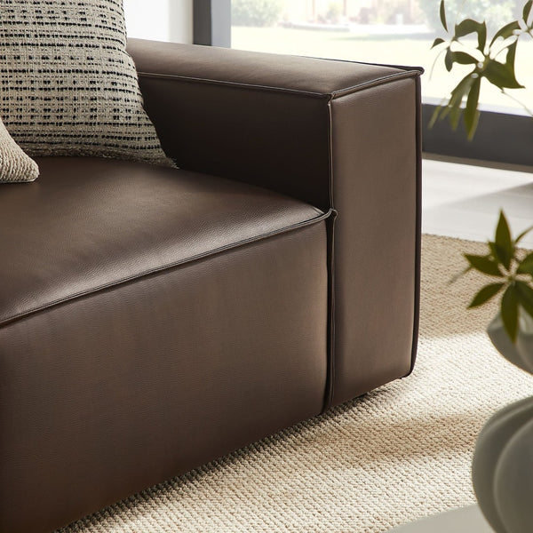 Modway Furniture Restore Modway 2 Piece Vegan Leather Modular Loveseat with French Piping for Living Rooms Espresso EEI-7428-ESP