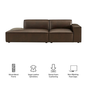 Modway Furniture Restore Modway 2 Piece Vegan Leather Modular Loveseat with French Piping for Living Rooms Espresso EEI-7428-ESP
