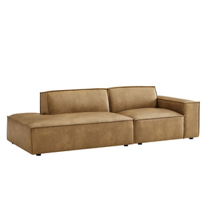 Modway Furniture Restore Modway 2 Piece Vegan Leather Modular Loveseat with French Piping for Living Rooms Toast EEI-7428-TST