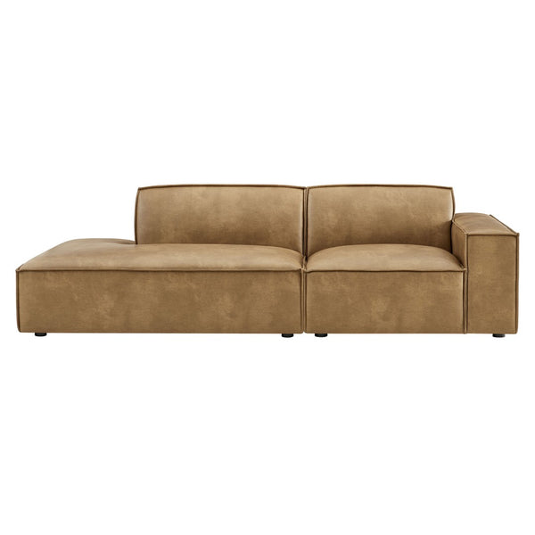 Modway Furniture Restore Modway 2 Piece Vegan Leather Modular Loveseat with French Piping for Living Rooms Toast EEI-7428-TST