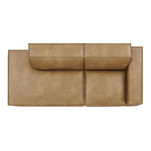 Modway Furniture Restore Modway 2 Piece Vegan Leather Modular Loveseat with French Piping for Living Rooms Toast EEI-7428-TST