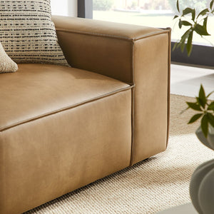 Modway Furniture Restore Modway 2 Piece Vegan Leather Modular Loveseat with French Piping for Living Rooms Toast EEI-7428-TST